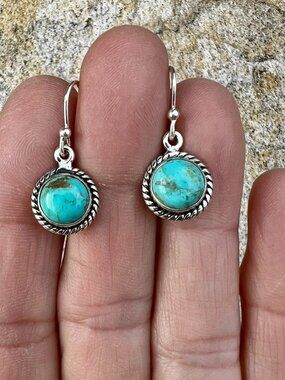 Sundance $128 NEW 1" Kingman Turquoise Handmade Sterling Silver Dangle Earrings
